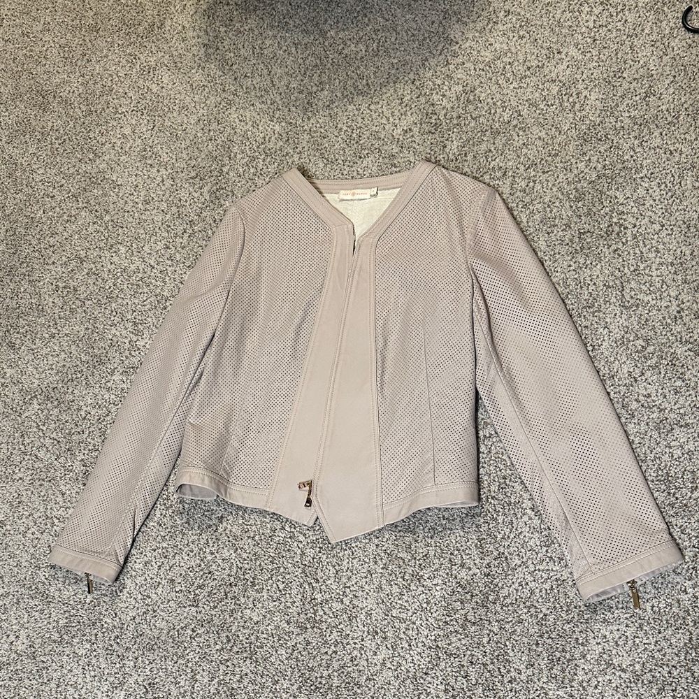 EUC Tory Burch Nicki Perforated Leather Jacket - sz 10
